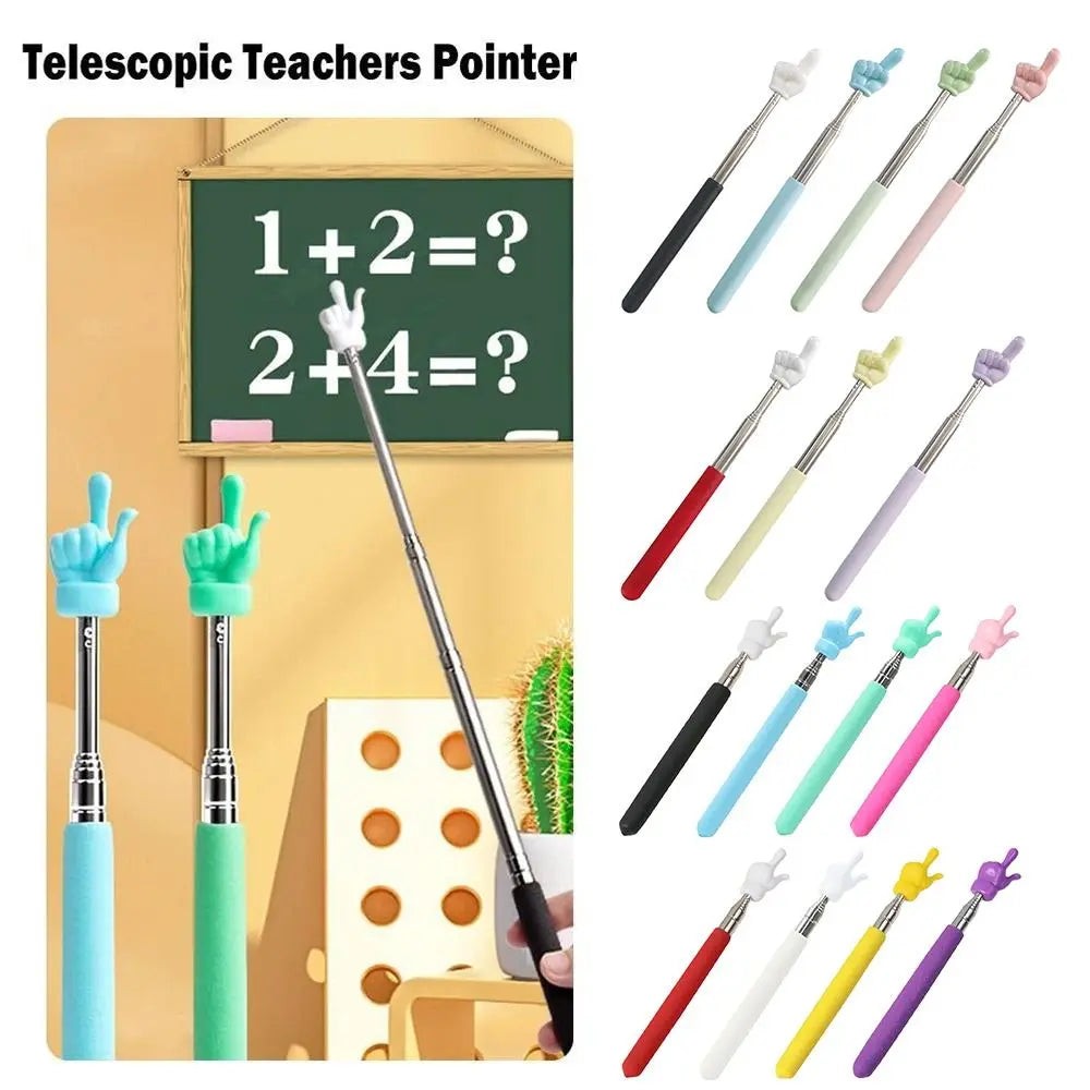 1PC Stainless Steel Teaching Tools Finger Design Whiteboard Pointer Teaching Stick Finger Reading Sticks Handheld Presenter