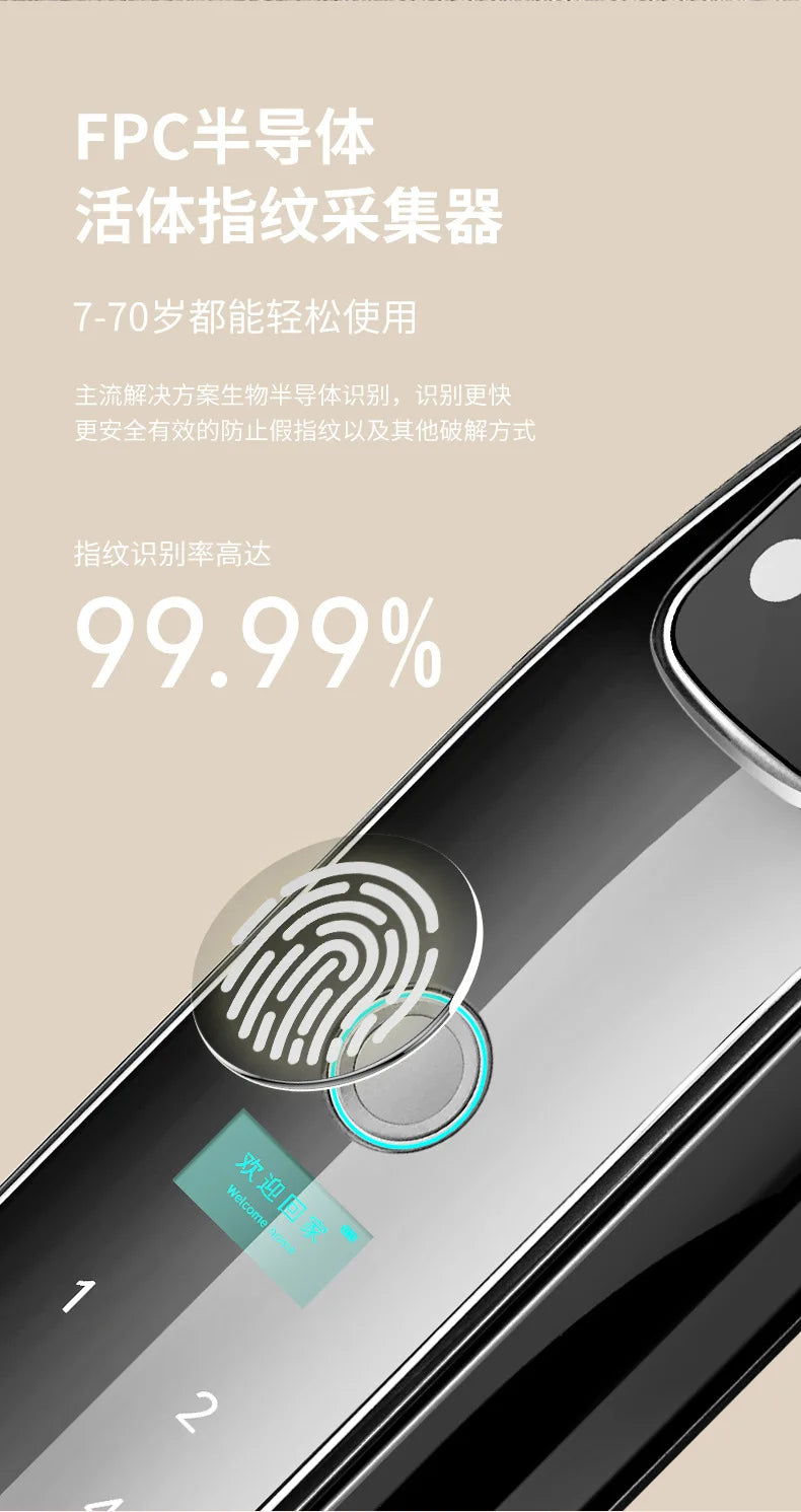 Facial Recognition Fingerprint Lock Home Anti-theft Door Visual Password Electronic Smart Door Lock Graffiti