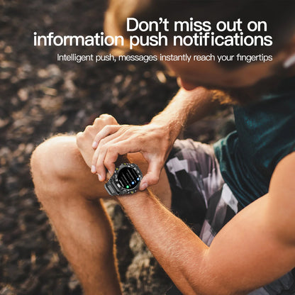 Outdoor Sport Smart Watch LED Flashlight Health Monitor Bracelet Bluetooth Make Answer Call Waterproof Men Military Smartwatch