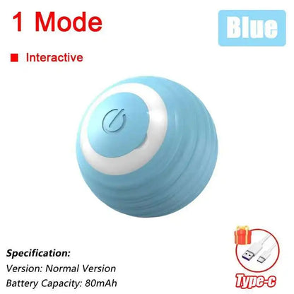 Smart Interactive Cat Toys Ball Automatic Rolling Ball with Faux Tail USB Rechargeable Electric Pet Toy for Teaser and Training