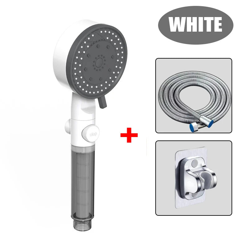 10 Mode Showerheads High Pressure Filter Showerheads One Touch Stop Bathroom Handheld Water Saving Sprayer Bathroom Accessories