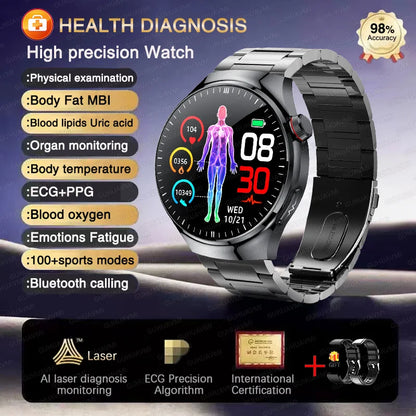 2025 For HUAWEI Precise ECG+PPG Uric acid HD Smart Watch Men Blood lipids Heart Rate Blood pressure Sport Call Health Smartwatch