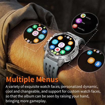Outdoors Smart Watch Men Women BT Call Health Music 800Mah Battery Smartwatch Flashlight Compass Sports Fitness IP68 Waterproof