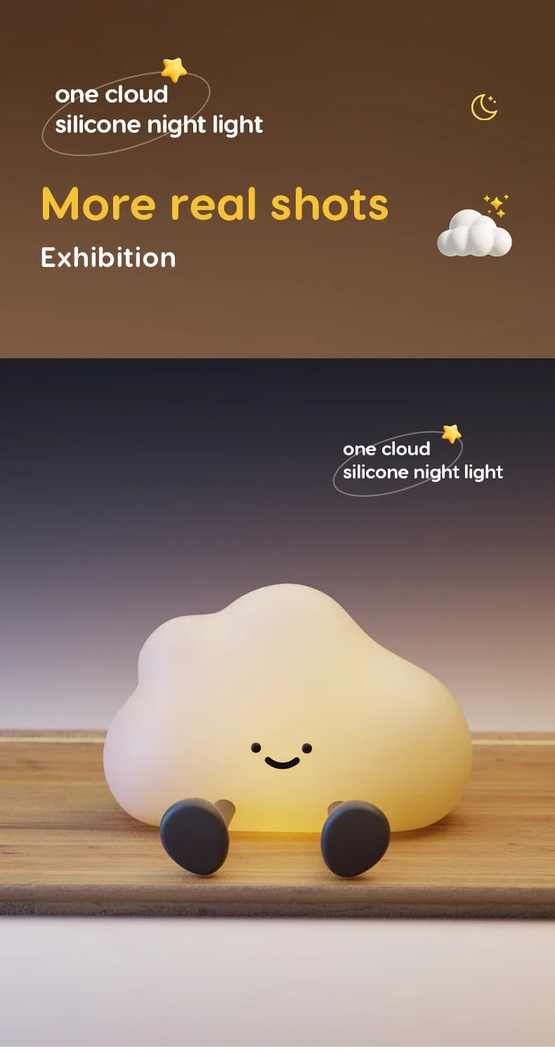Cute Silicone Night Light Dimmable Nursery Sleeping Lamp Touch Control Nightlights USB Rechargeable Table Lamp For Baby Child
