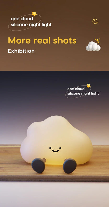 Cute Silicone Night Light Dimmable Nursery Sleeping Lamp Touch Control Nightlights USB Rechargeable Table Lamp For Baby Child