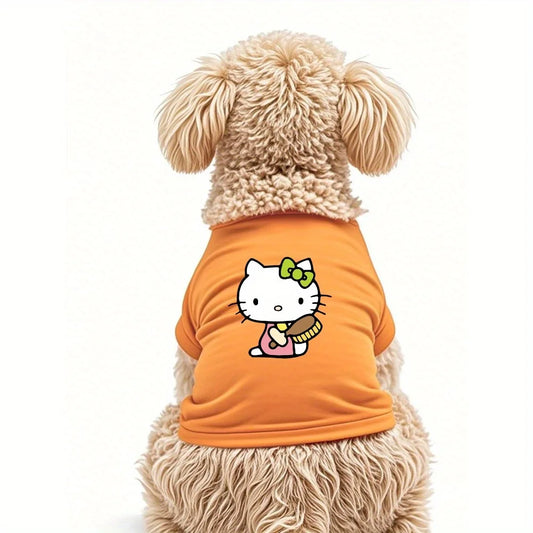 Sanrio Fashion Printed Pet T-shirt Made of Fiber Material Suitable for Indoor and Outdoor Leisure Sunscreen Cat and Dog Clothing
