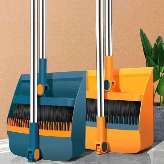 Household Broom Dustpan Combo Set Soft Bristle Broom Strips Nonstick Hair Folding Storage Not Taking Up Space