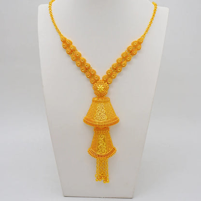 Ethiopian Saudi Style Gold Color Jewelry Set With Noble Elegant Geometric Pendants Suitable For Wedding Banquets Gifts