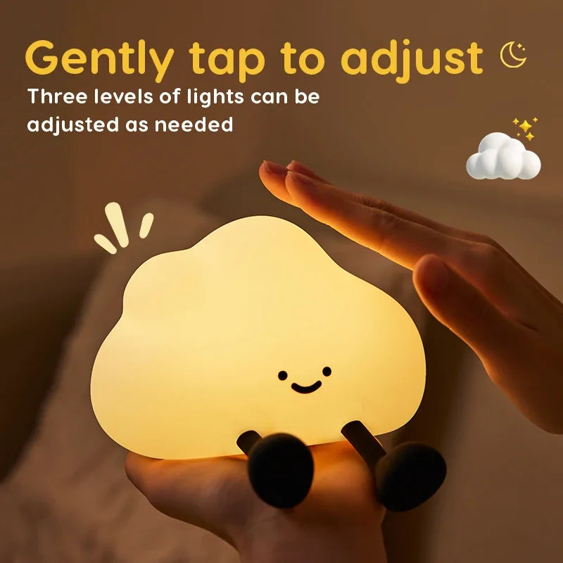 Cute Silicone Night Light Dimmable Nursery Sleeping Lamp Touch Control Nightlights USB Rechargeable Table Lamp For Baby Child