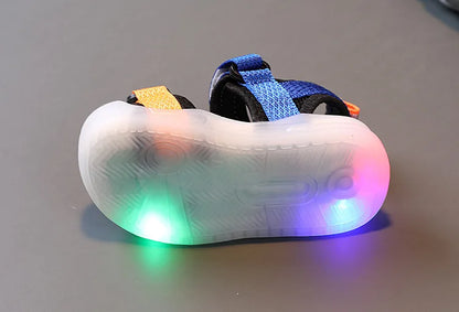 LED Kids Sandals Boys Girls 2023 Summer New Children Cartoon Luminous Light Up Baby Shoes Fashion Sport Soft Bottom Beach Shoes