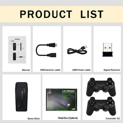 M8 4K Game Stick TV Video Game Console 64G Built-in 20000+ Games Wireless Controller Gamepad Retro Handheld Game Player For PS1