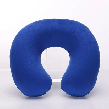 1PC U-shaped Travel Pillow Portable Lazy Inflatable Neck Cervical Support Short Plush Office Sleep Essentials