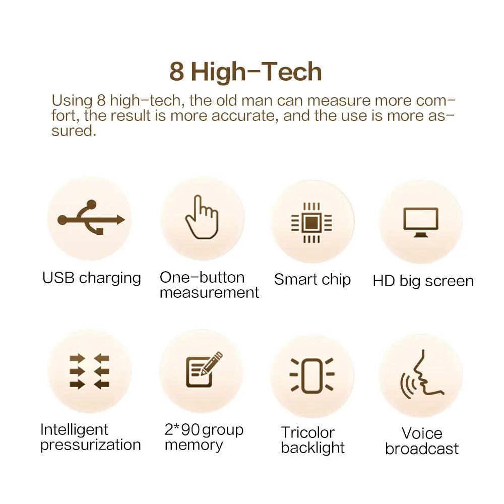 High Accurate Blood Pressure Monitor Digital Sphygmomanometer Bp Monitors Electronic Tonometer Arm Cuff Talking BPM Tensiometer