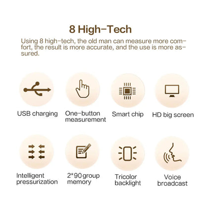 High Accurate Blood Pressure Monitor Digital Sphygmomanometer Bp Monitors Electronic Tonometer Arm Cuff Talking BPM Tensiometer