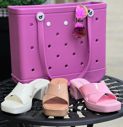 Beach Bag Tote Silicone Basket Waterproof Travel Jelly Handbag Women Picnic Basket Multi-Purpose Croc Handbag Shopping Bags
