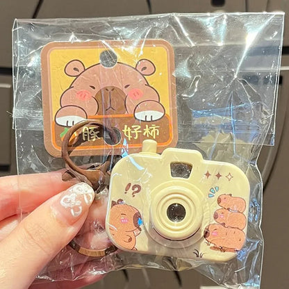 Capybara Luminous Projection Camera Toy Keychain Creative Cartoon Cute Capybara Bag Pendant