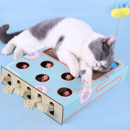 Cat Toy Whack-a-Mole Cat Scratching Board Toy Grinding Claw Rest Play Funny Cat Interactive Multifunctional Cat Supplies