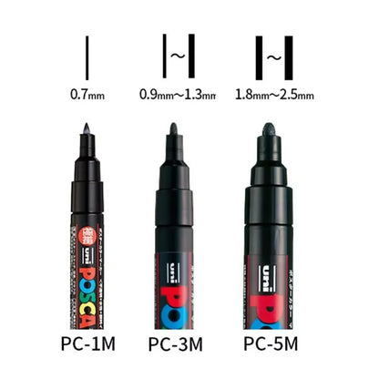 Japan Uni POSCA Marker Pen Set Acrylic Graffiti Drawing Permanent Waterproof Children's Drawing PC-3M/1M/5M Fabric Art Supplies
