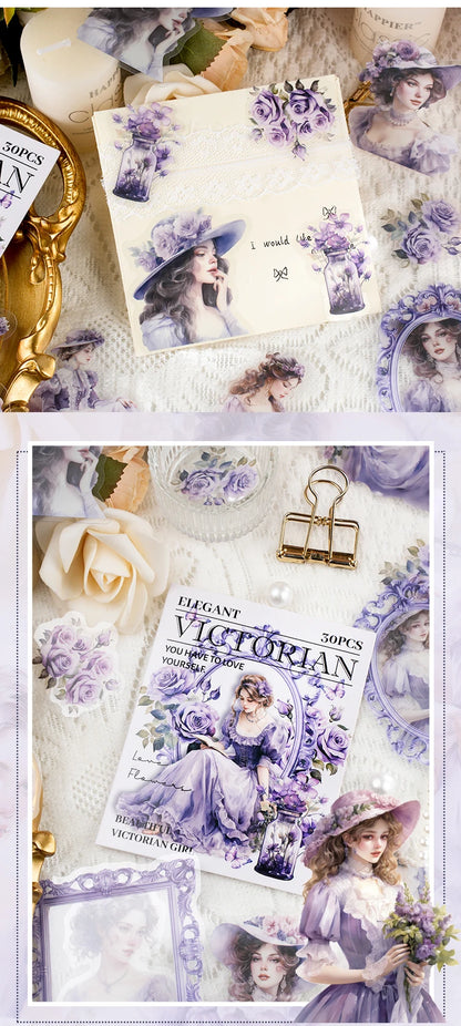 30pcs Garden Girl Sticker for Notebook, Water Bottle, Suitcase, Kids Toy Sticker, Valentine's Day, Back-to-school Season