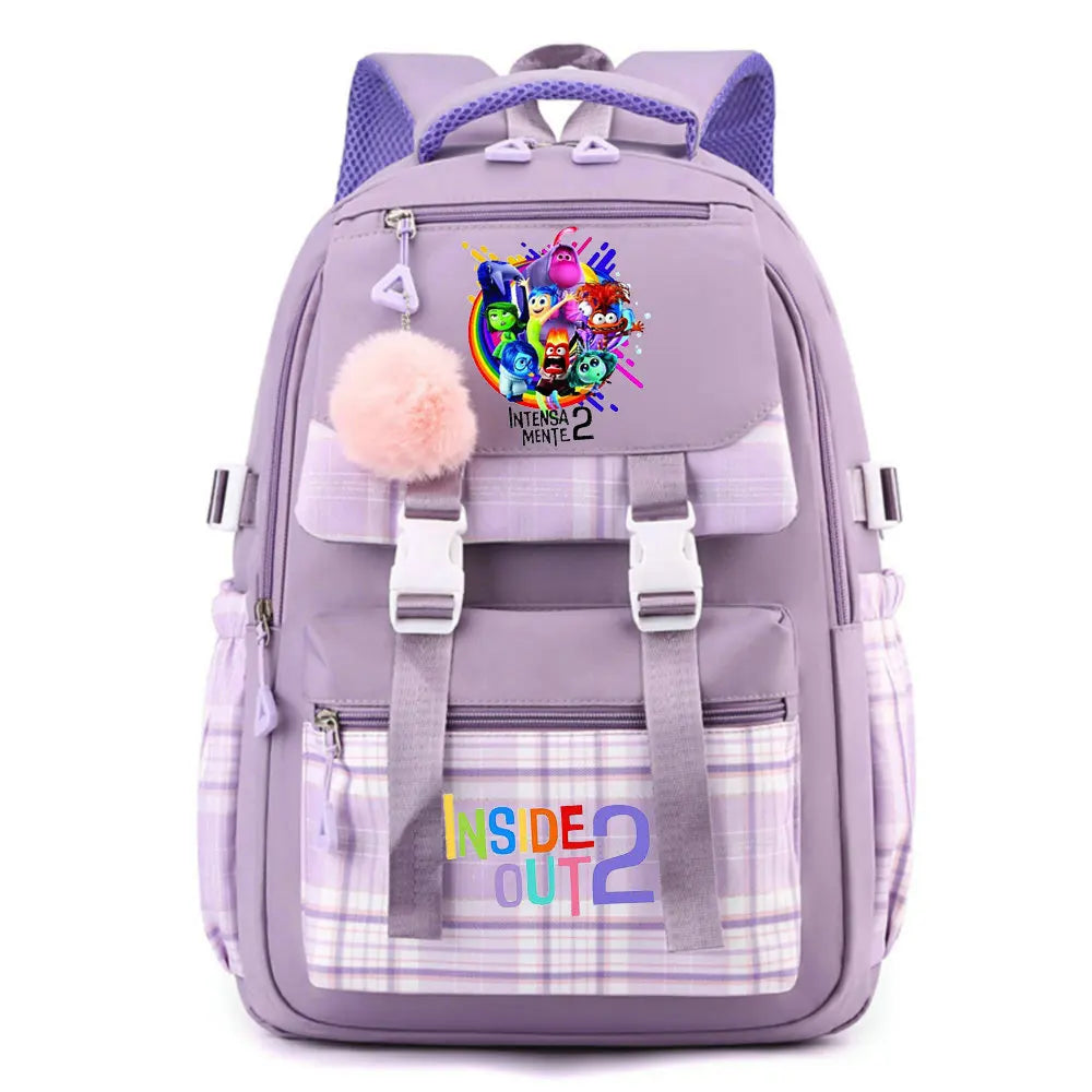 Inside Out 2 Girls Anime Cute Backpack Boy Cartoon Printed Schoolbag Children Large Capacity Book Bag Kids Shoulders Bag
