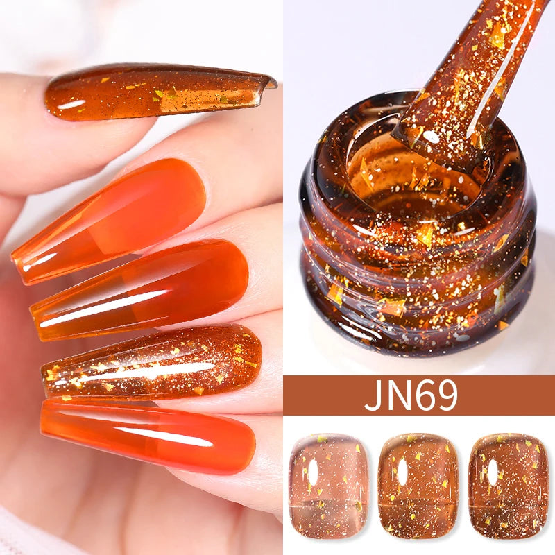 BORN PRETTY 10ml Wine Red Glitter Jelly Nude Gel Nail Polish Soak Off Translucent Color UV Light Cure for Nail Art DIY at Home