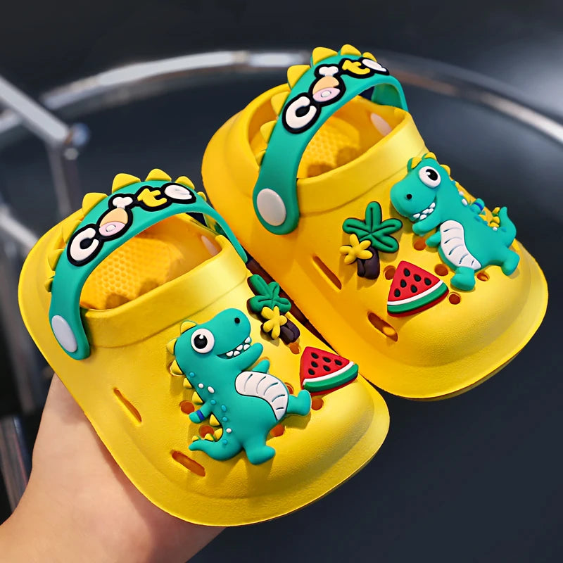 Summer Boy's Sandals Cute Crocodile Girl's Garden Shoes Soft Sole Baby Breathable Non-slip Lightweight Outdoor Beach Slippers