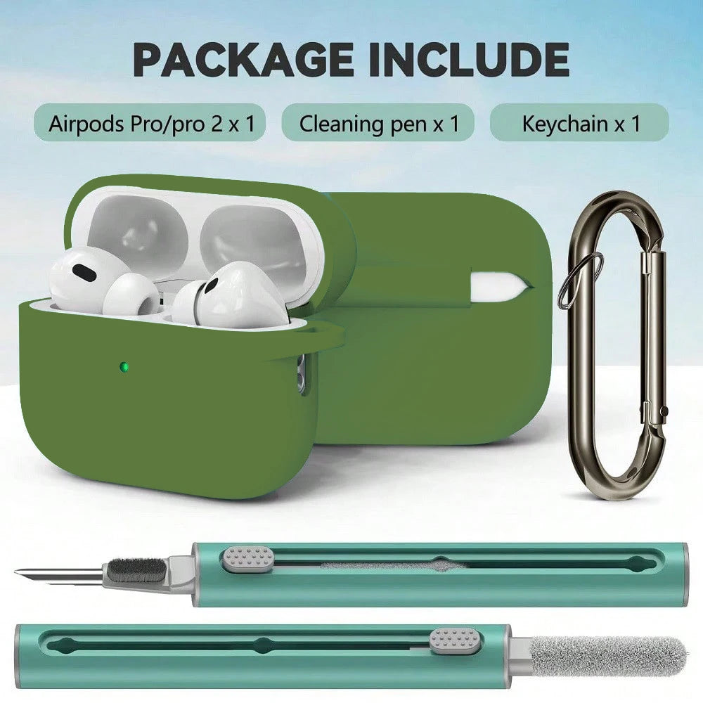 Earphone Case for AirPods Pro2 Cover with Cleaner Kit Soft Silicone Protective with Hook Wirless Headphones Cover