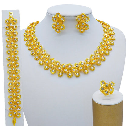 2023 Fine Jewelry Sets For Women Dubai Bridal Wedding Gifts Necklace Bracelet Earrings Ring Jewellery Set African Bead jewelry