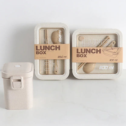 1pc Wheat Straw Lunch Box Healthy BPA Free Bento Boxes Microwave Dinnerware Food Storage Container Lunch Box for Kids