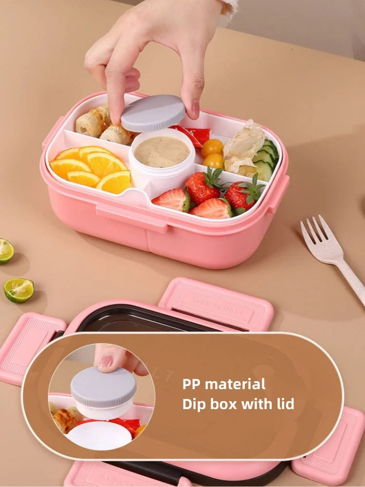 1200ML Double Layer Lunch Box Portable Compartment Salah Fruit Food Box Microwave Lunch Fork and Spoon Picnic Fresh Box