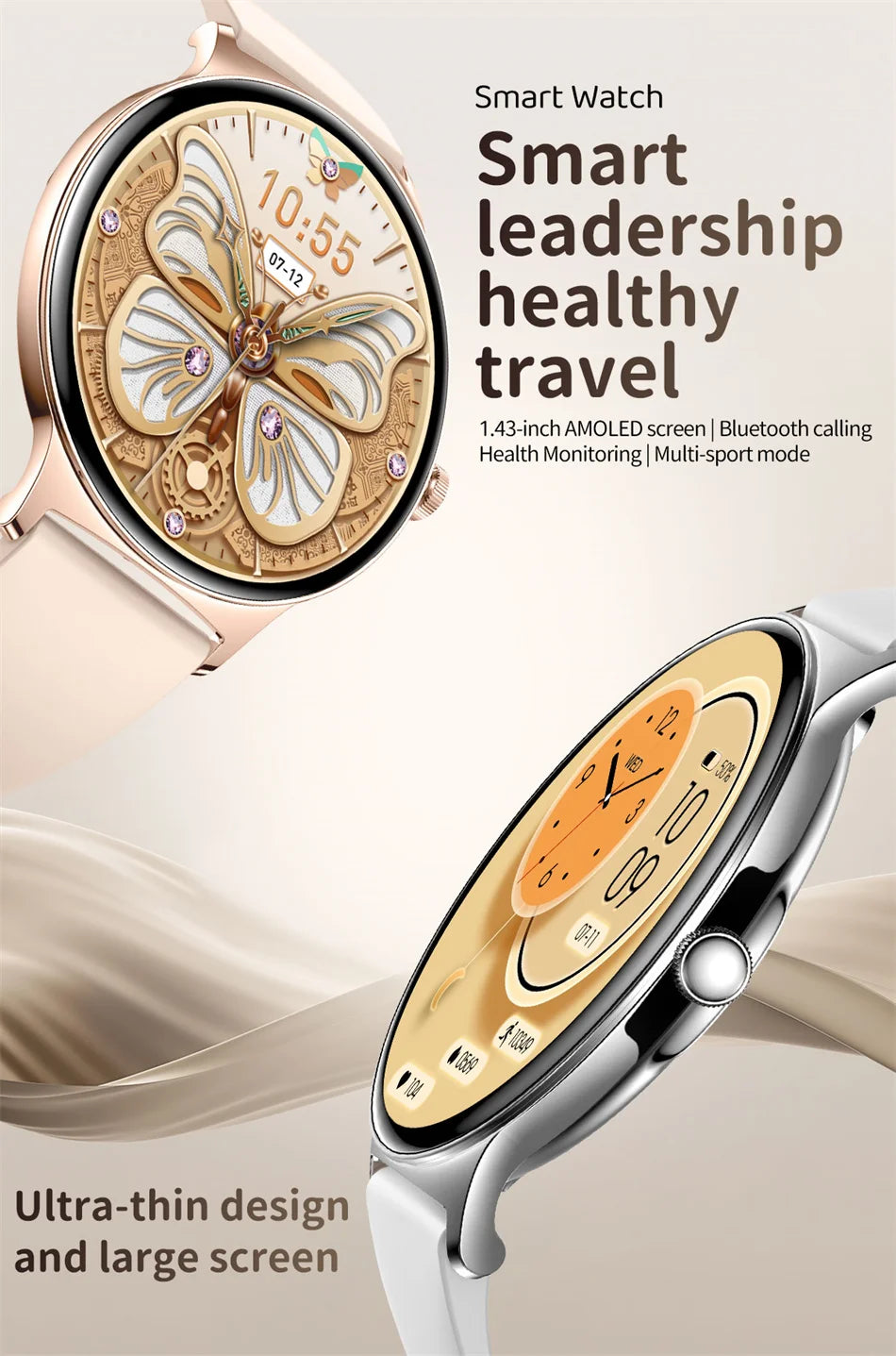 For Huawei Xiaomi New Ultra Thin Smart Watch Women Screen Always Display Time Sports Bracelet Bluetooth Call Fashion Smartwatch