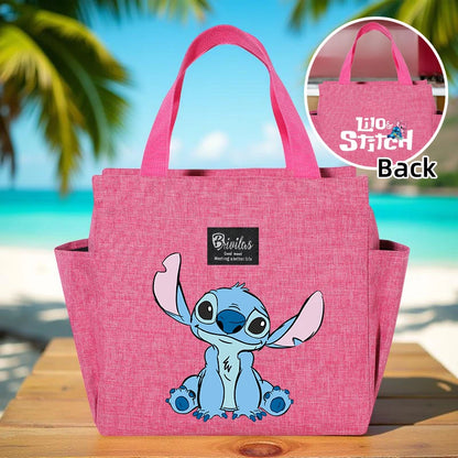 Stitch Insulated Lunch Bag - Waterproof Oxford Cloth, Aluminum Foil, Portable & Reusable Square Tote for Work, School, Picnic