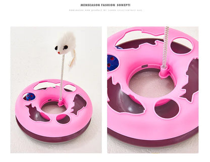 Funny Cat Toys for Indoor Cats Interactive Kitten Toys Roller Tracks with Catnip Spring Pet Toy with Exercise Balls Teaser Mouse
