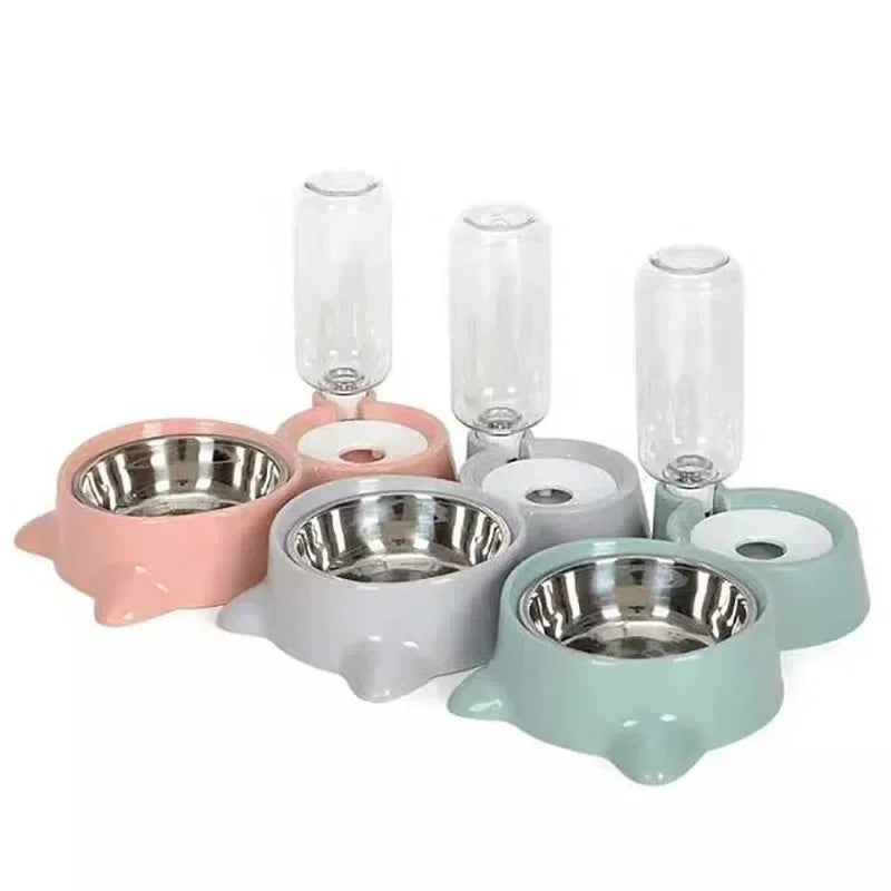 Pet food bowl, food container with automatic water storage and equipped with pet water dispenser 2-in-1 cat bowl water dispenser