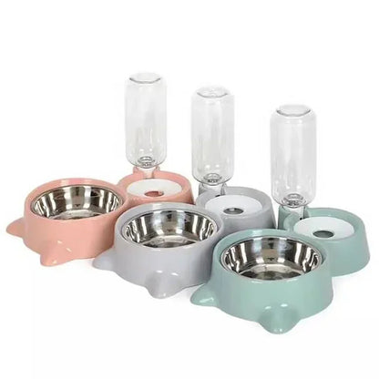 Pet food bowl, food container with automatic water storage and equipped with pet water dispenser 2-in-1 cat bowl water dispenser