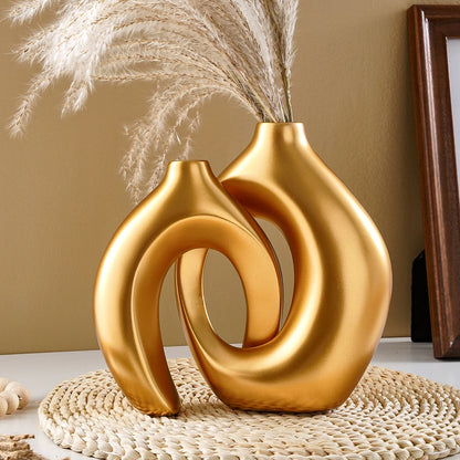 2PCS Set Creative Couple Series Home Decoration Vase, Large Medium Combination Indoor Table Ornaments for Interior Decoration