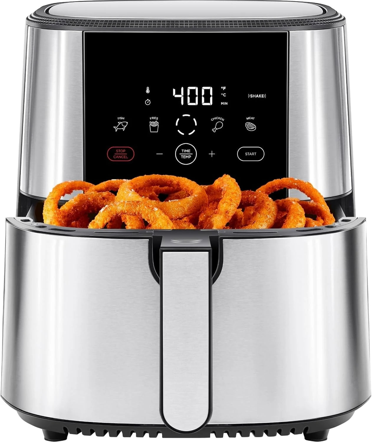 Touch Air Fryer, XL 8-Qt Family Size, One-Touch Digital Control Presets, French Fries, Chicken, Meat, Fish