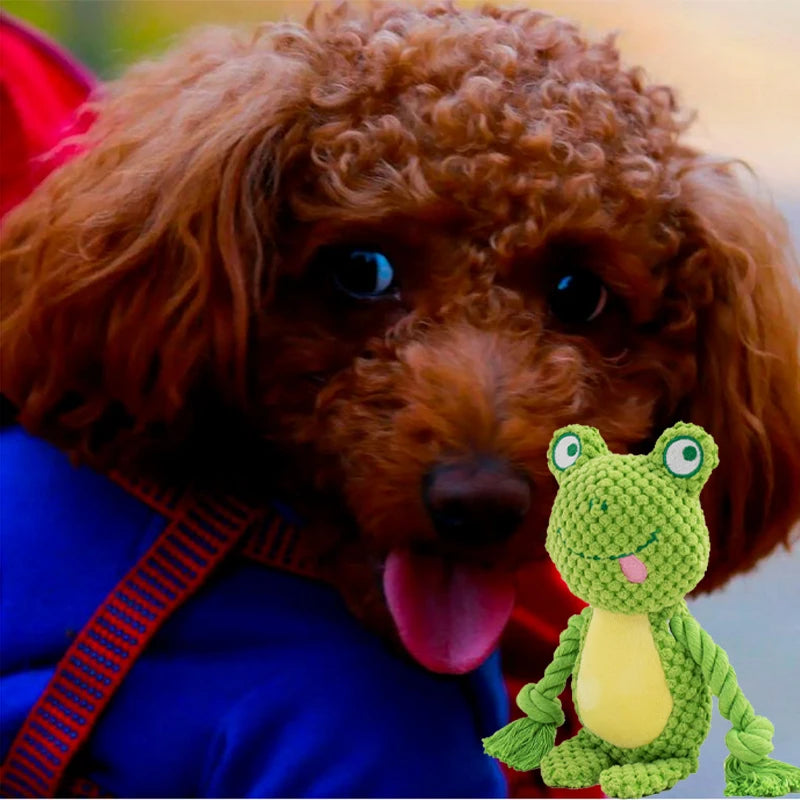 Stuffed Raw Small Dog Plush Interactive Toy Indestructible Bite Resistant Sound Puppy Squeaky Dogs Rattle For Pet Toys Supplies