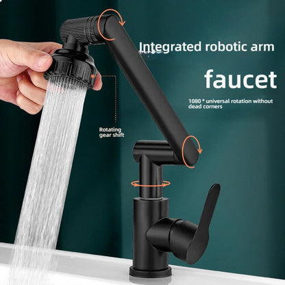 Dual Mode Universal Rotating Faucet Robotic Arm Wash Basin Kitchen Bathroom Hot and Cold Household Basin Wash Basin Sink