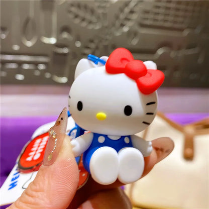Wholesale Sanrio Keychain Hello Kitty Schoolbag Pendant Kawaii Kt Red Blue White Cartoon Key Kitty Tv Beaded Keyring Girl Gift ﻿