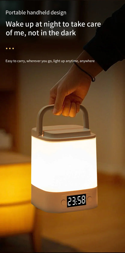 Touch Dimmable LED Night Lamp with Remote Clock Time Display or not Eye Protection Reading Lamp Bedside Night Light Rechargeable