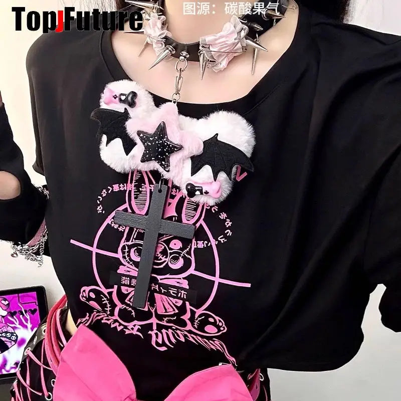 Women Y2K Girl bloody punk Harajuku Gothic Lolita sick injured short necklace Halloween cosplay props subculture Chokers Choker
