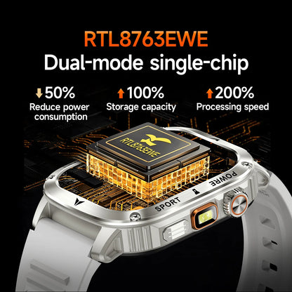 LIGE New Premium Military Smart Watch Men Flashlight Waterproof Outdoor Sport Tracker Bluetooth Call Smartwatch 400mAh Battery