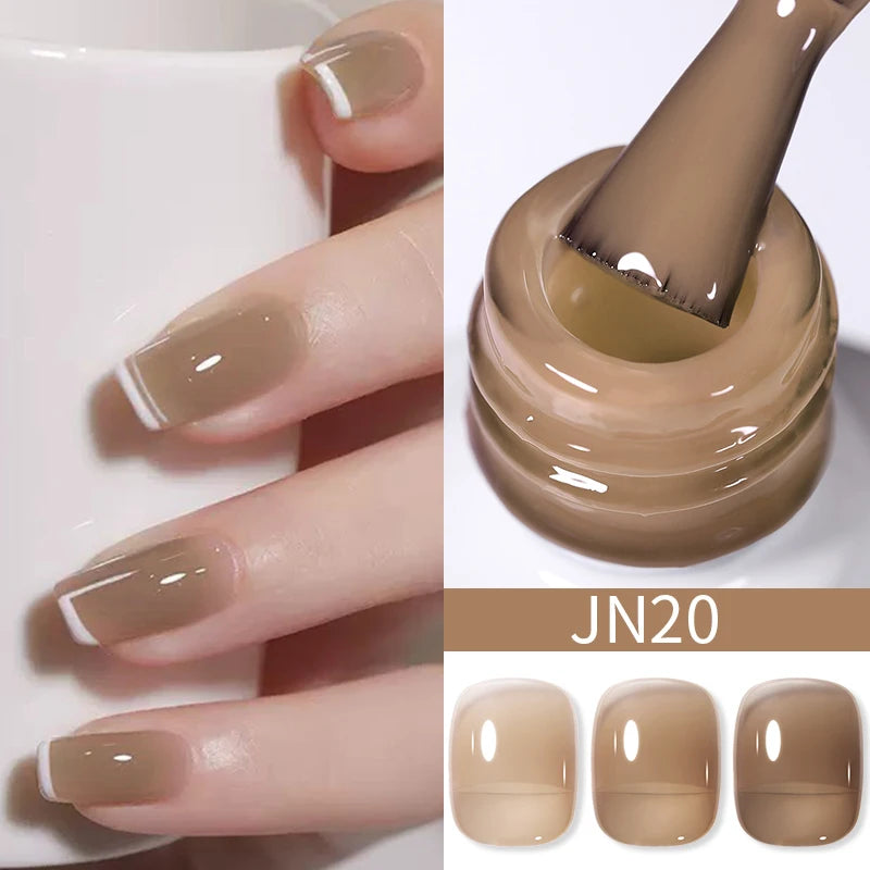 BORN PRETTY 10ml Wine Red Glitter Jelly Nude Gel Nail Polish Soak Off Translucent Color UV Light Cure for Nail Art DIY at Home