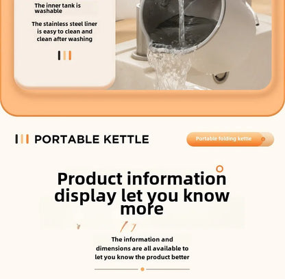 Travel Folding Kettle Outdoor Portable Small Folding Kettle 304 Stainless Steel Electric Kettle Boiler
