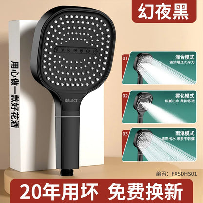New 13CM Large Panel 3 Modes Adjustable Home Shower Head High Pressure Massage ShowerHead Filter Element Bathroom Accessories