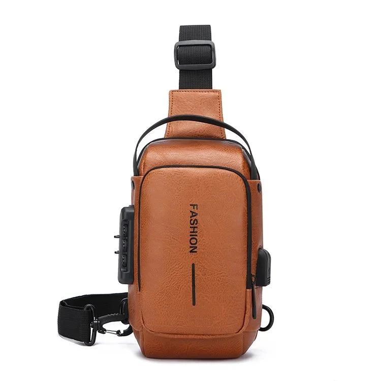 Men's Multifunction Anti-theft USB Chest Bag, Sling Shoulder Bag, Password Lock Crossbody Bag Suitable for Cycling