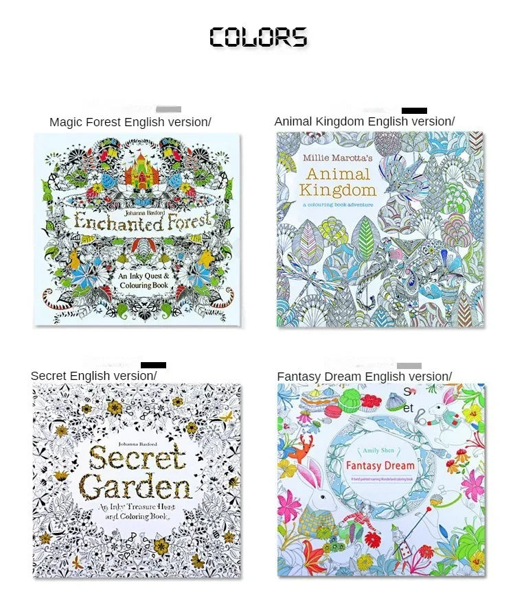 24 Pages Coloring Book for Children Adult Relieve Stress Kill Time DIY Painting Drawing Book Painting Kids Educational Toys
