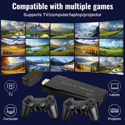 M8 4K Game Stick TV Video Game Console 64G Built-in 20000+ Games Wireless Controller Gamepad Retro Handheld Game Player For PS1
