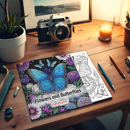 Flowers and Butterflies Coloring Book For Adult Relieve Stress Kill Time Graffiti Painting Drawing Art Books Perfect Gift